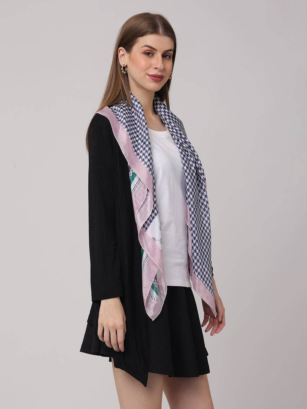 Blue Geometric Printed Scarf