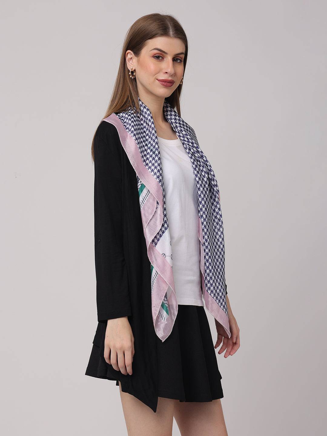 Blue Geometric Printed Scarf