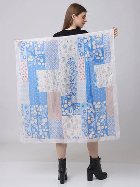 Sky Blue Floral Designer Scarf
