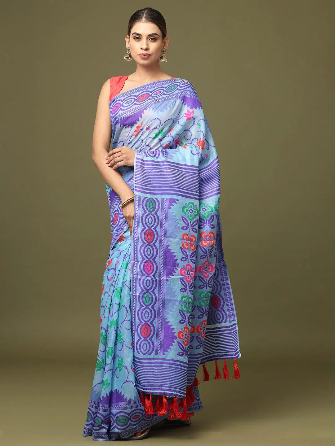 Dhakai Jamdani Light Weight Cotton Silk Saree