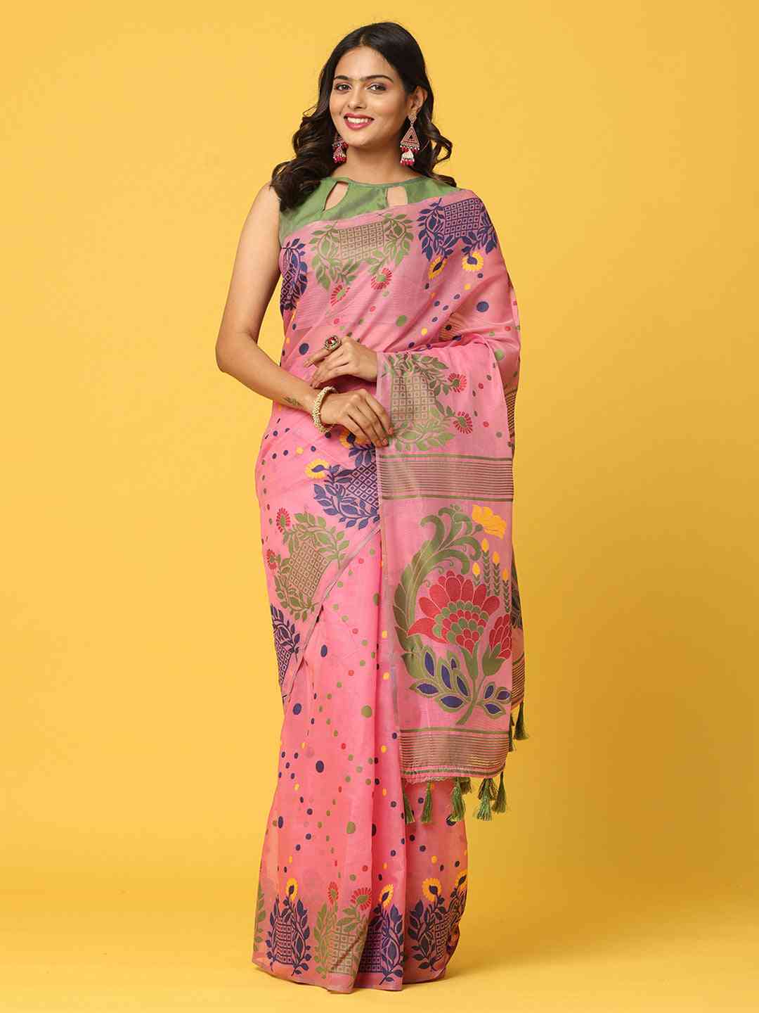Dhakai Jamdani Light Weight Cotton Silk Saree