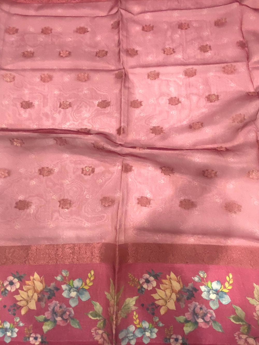 Red Tissue Digital Floral Saree