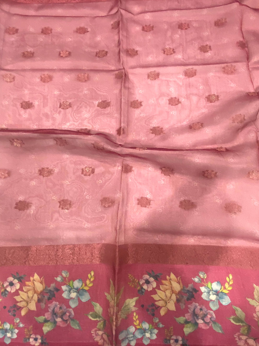 Red Tissue Digital Floral Saree