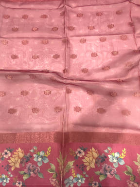Red Tissue Digital Floral Saree