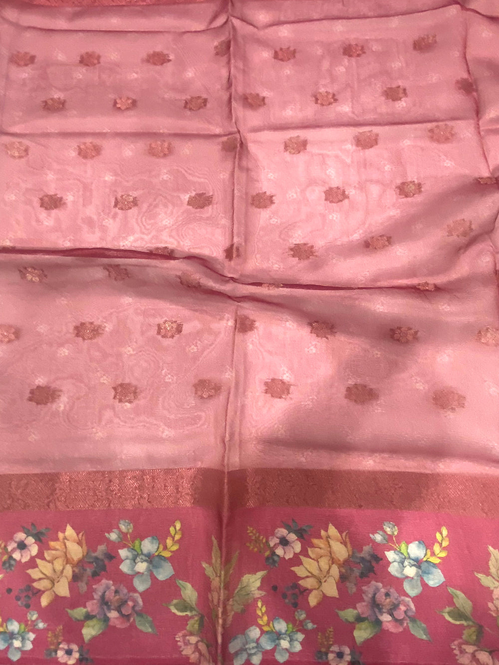 Red Tissue Digital Floral Saree