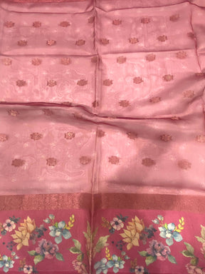 Red Tissue Digital Floral Saree