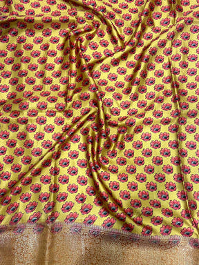 Mint Green Cherry Satin Kalamkari Saree