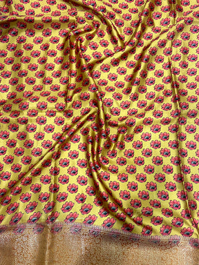 Mint Green Cherry Satin Kalamkari Saree