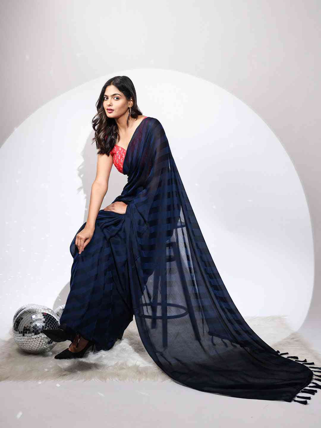 Pure Chiffon Dual Tone Designer Saree 