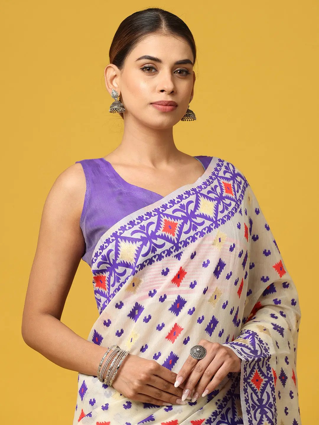  Dhakai Jamdani Cotton Silk Saree