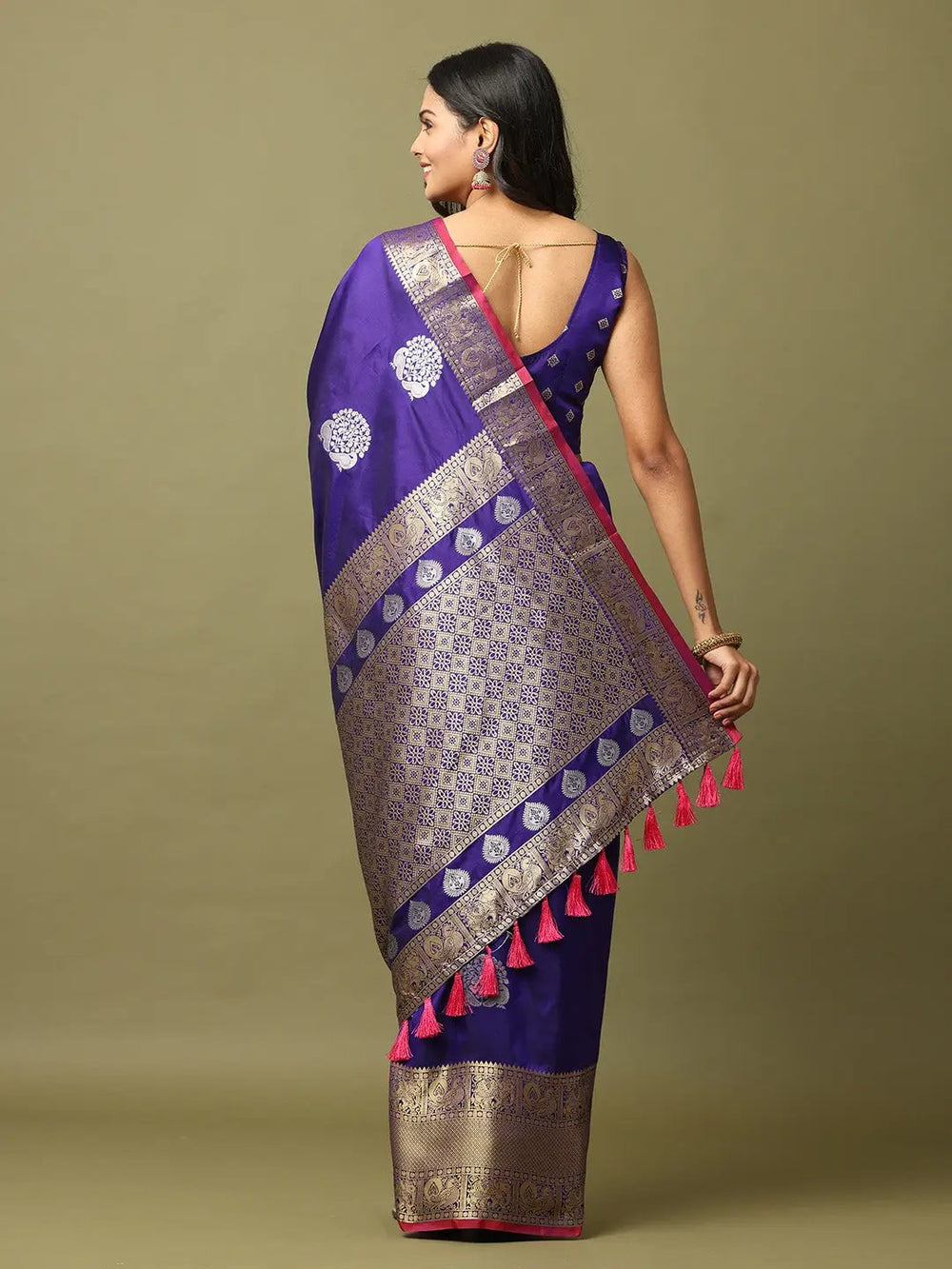 Pure Banarasi Katan Silk Kanchi Zari Weaving Saree