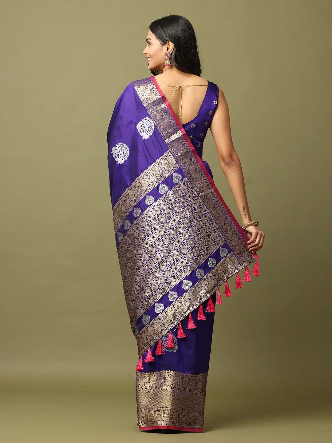  Pure Banarasi Katan Silk Kanchi Zari Weaving Saree