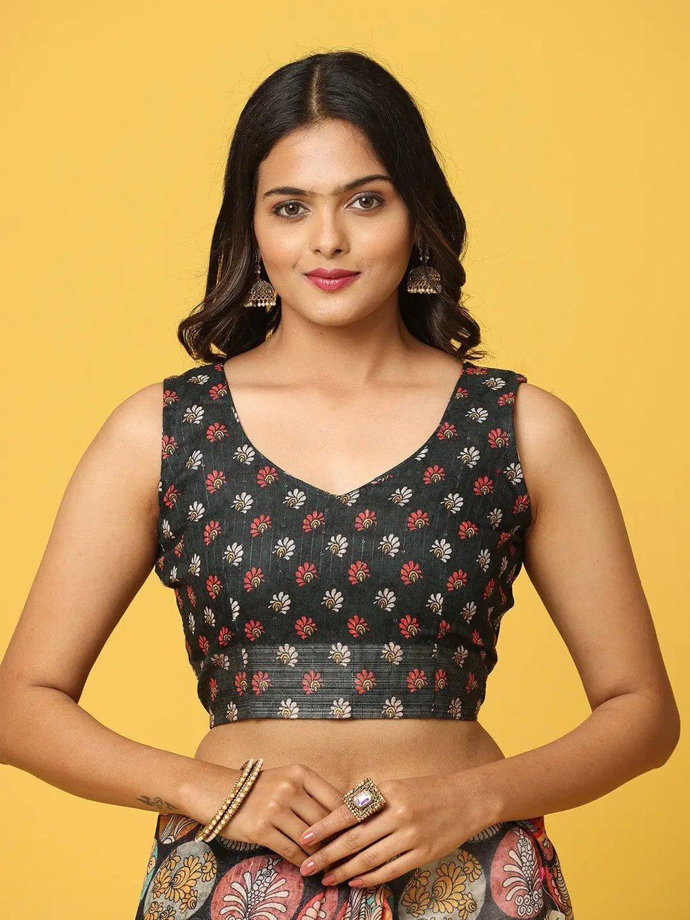 Soft Linen Kalamkari Block Print  With Sequin Border 