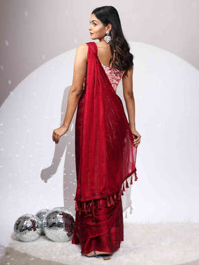 Pure Chiffon Dual Tone Designer Saree 