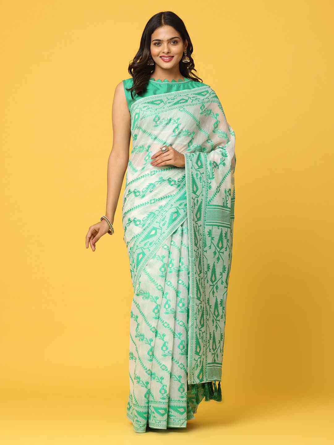  Dhakai Jamdani Cotton Silk Saree