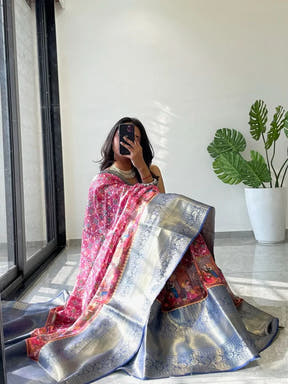Moonga Silk Kota Doriya saree with vibrant Patola design