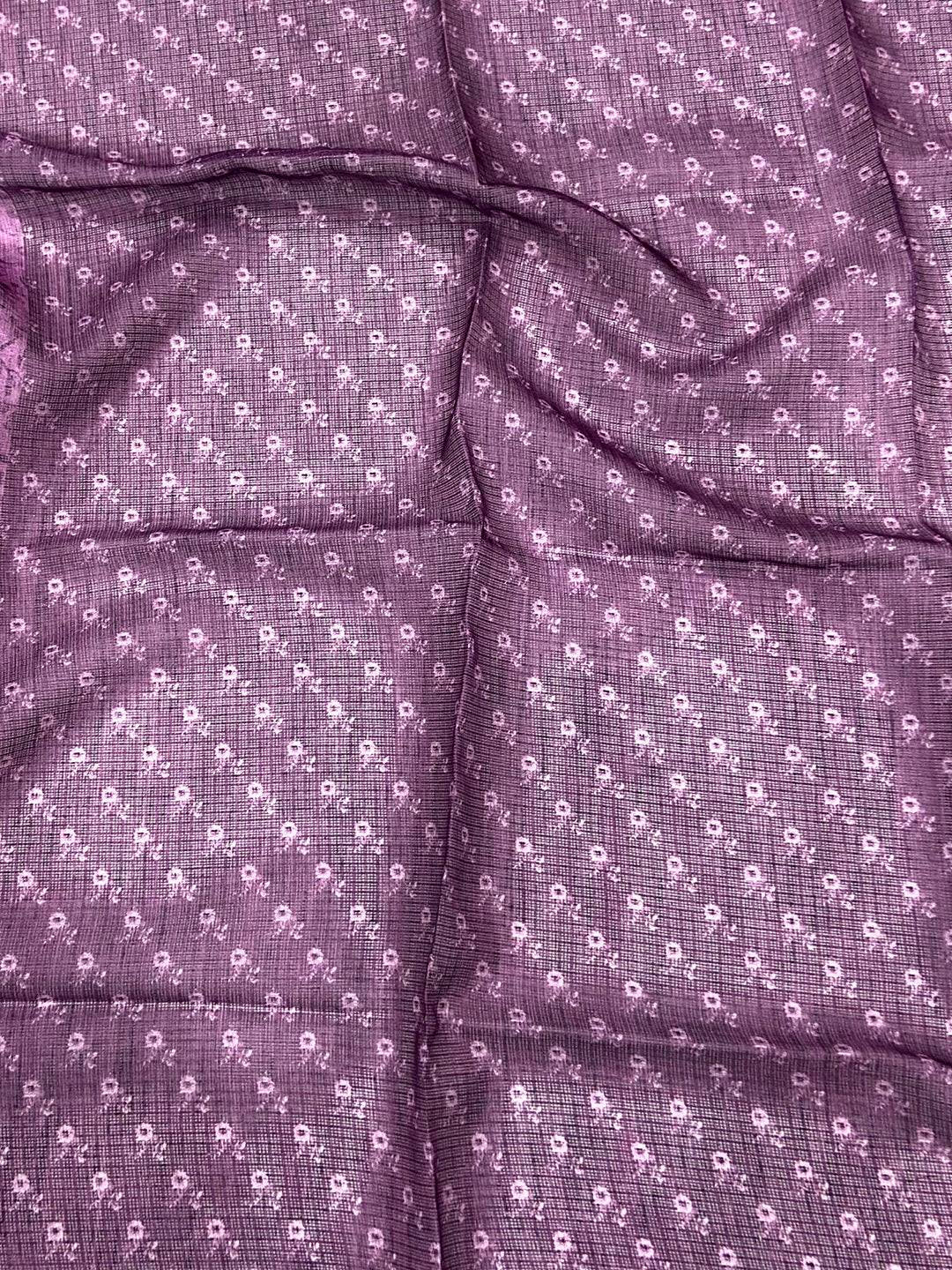 Dusty Rose Floral Cut Work Kota Saree