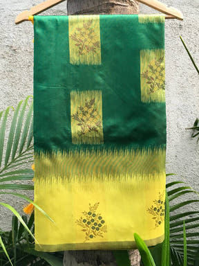 Dark Green Sami Banarasi Tussar Silk Saree


