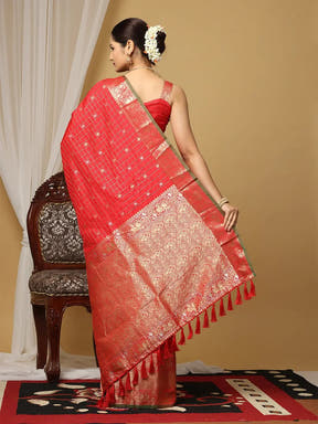  Soft Silk Woven Zari design Kanchi Banarasi Saree 