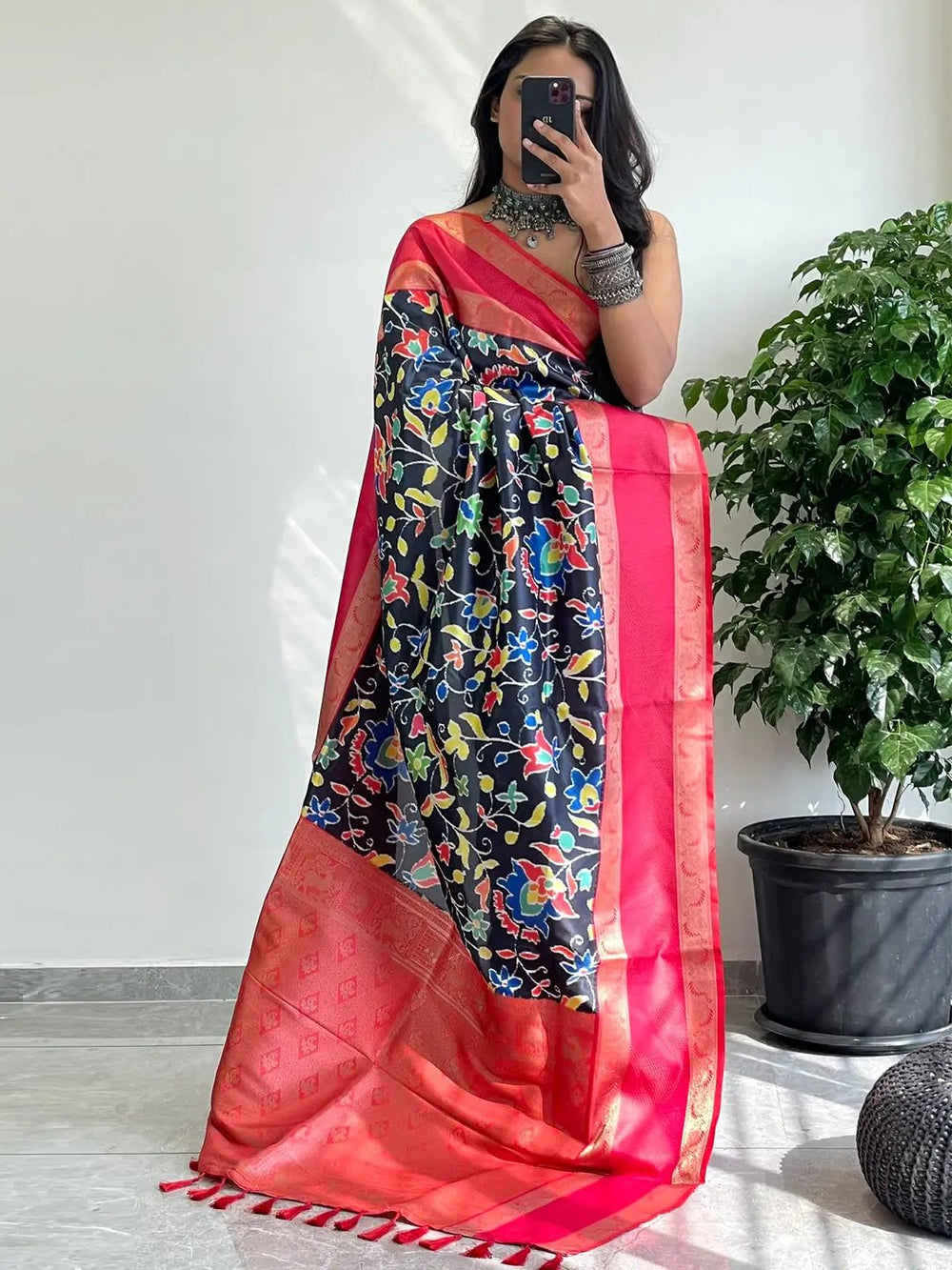 Chic Soft Silk Saree featuring Pochampally print and Gadwal border