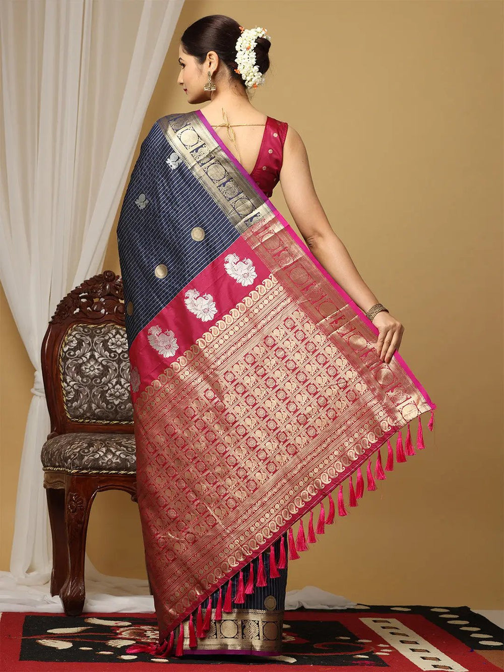  Pure Banarasi Katan Silk Kanchi Zari Weaving Saree