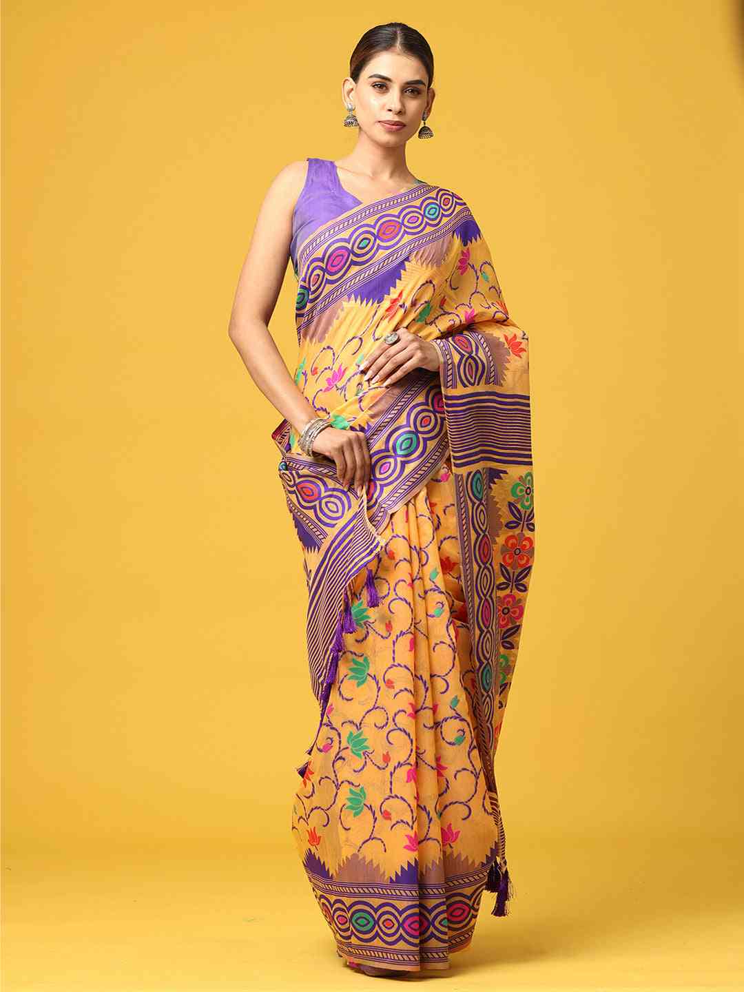  Dhakai Jamdani Cotton Silk Saree