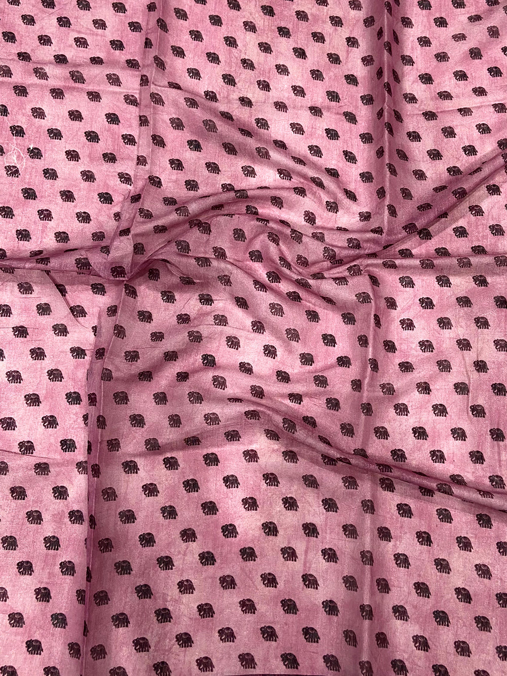 Blush Pink Warli Print Tissue Chanderi Saree