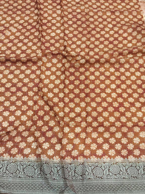 Copper Pure Viscose Floral Printed Saree