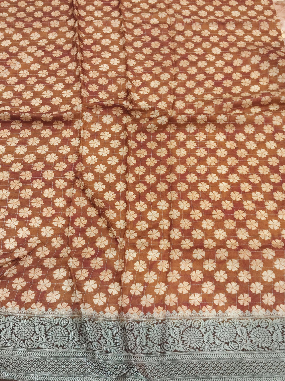 Copper Pure Viscose Floral Printed Saree