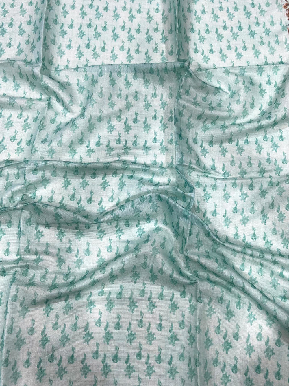 Light Blue Tussar Pashmina Kalamkari Saree