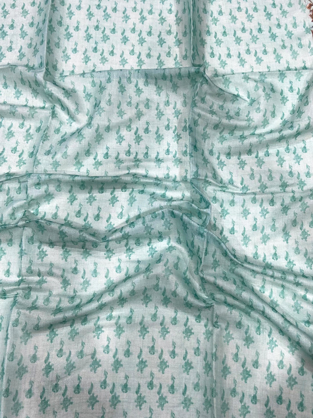 Light Blue Tussar Pashmina Kalamkari Saree