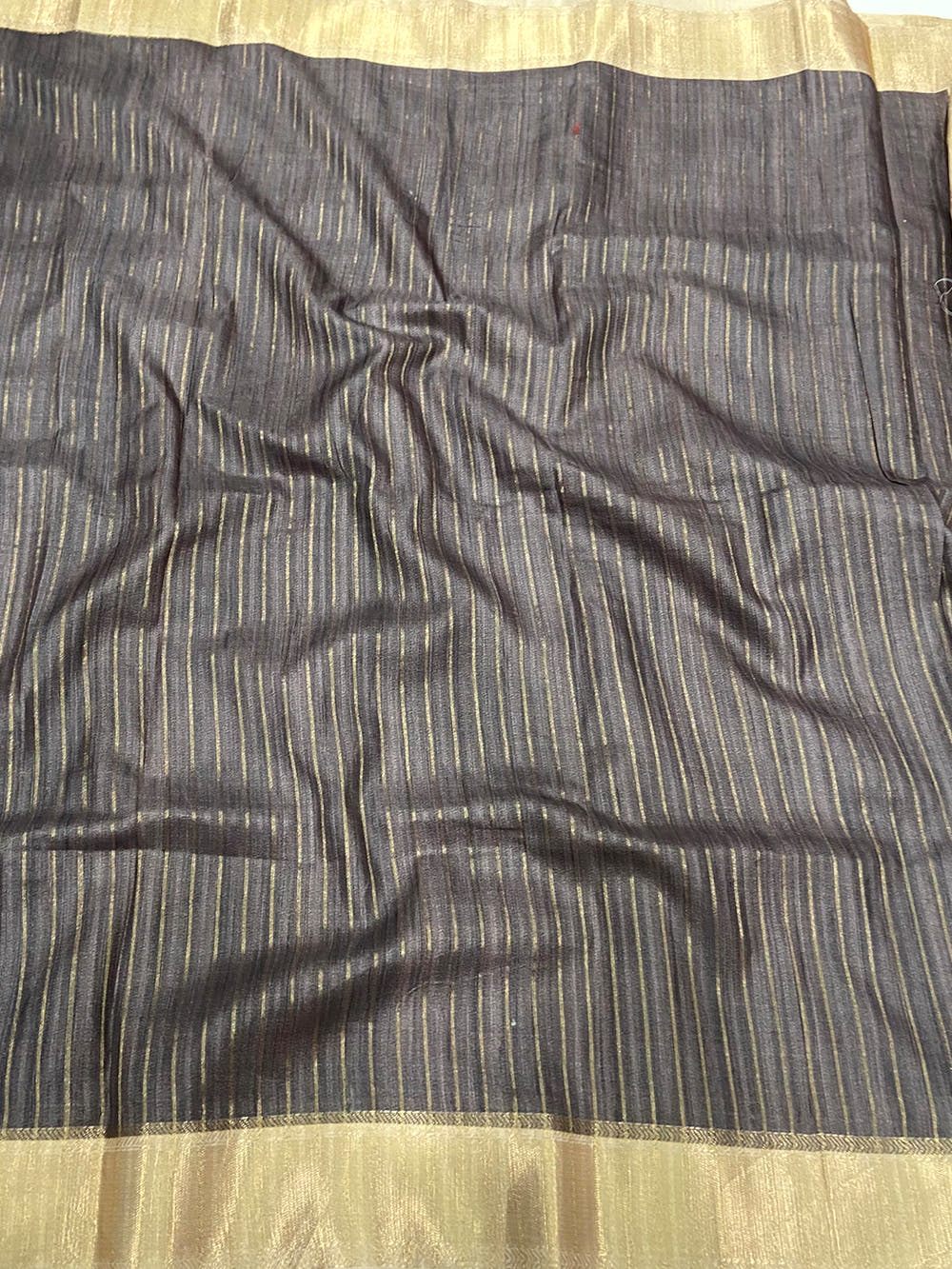 Beige Ghicha Tussar Block Print Saree