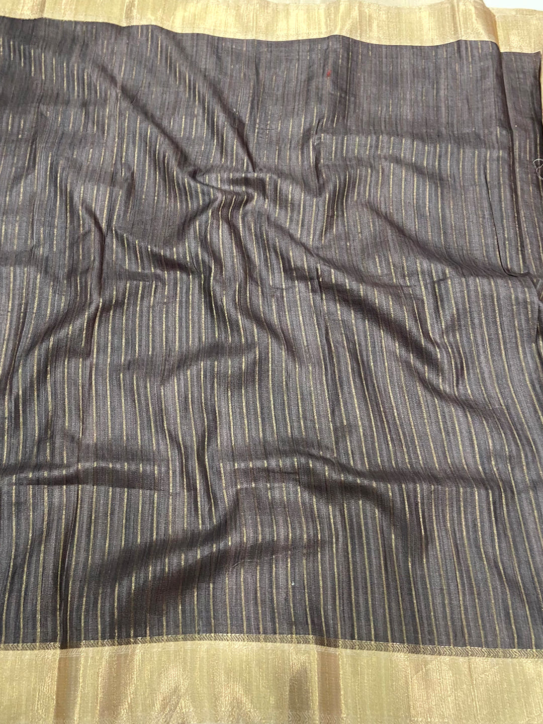 Beige Ghicha Tussar Block Print Saree