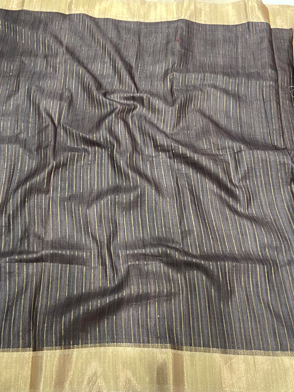 Beige Ghicha Tussar Block Print Saree