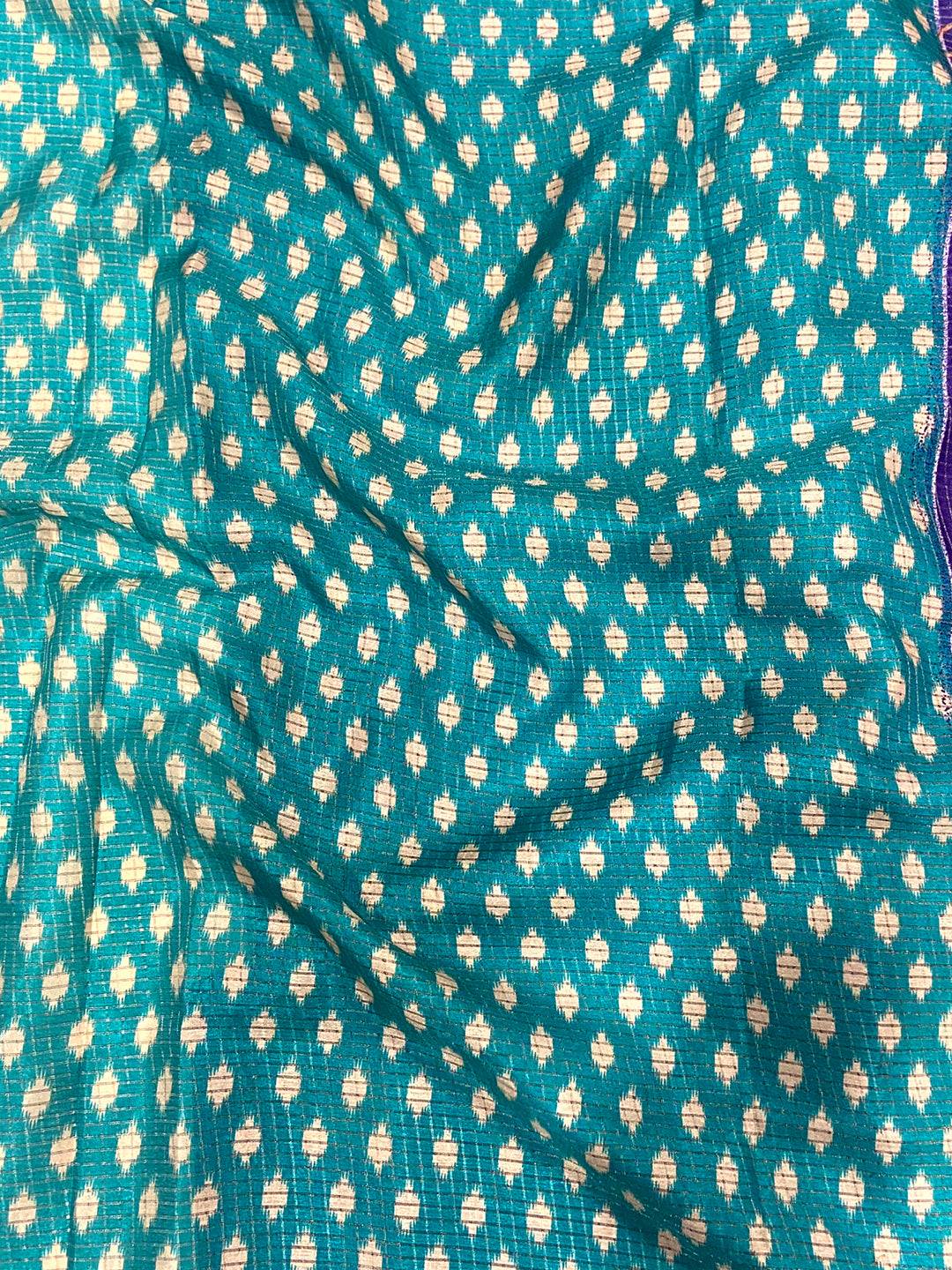 Purple Chanderi Check Sparrow Print Saree