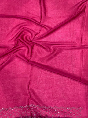 Mustard Poly Chiffon Diamond Stone Work Saree



