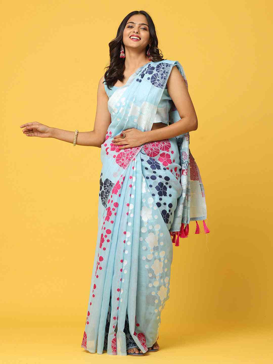  Dhakai Jamdani Cotton Silk Saree