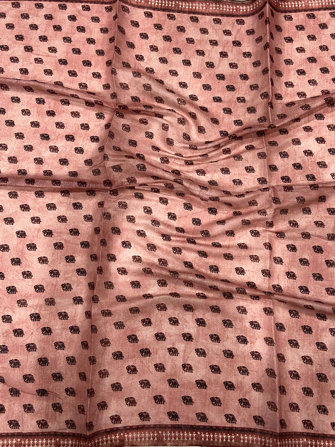 Dusty Rose Warli Print Tissue Chanderi Saree