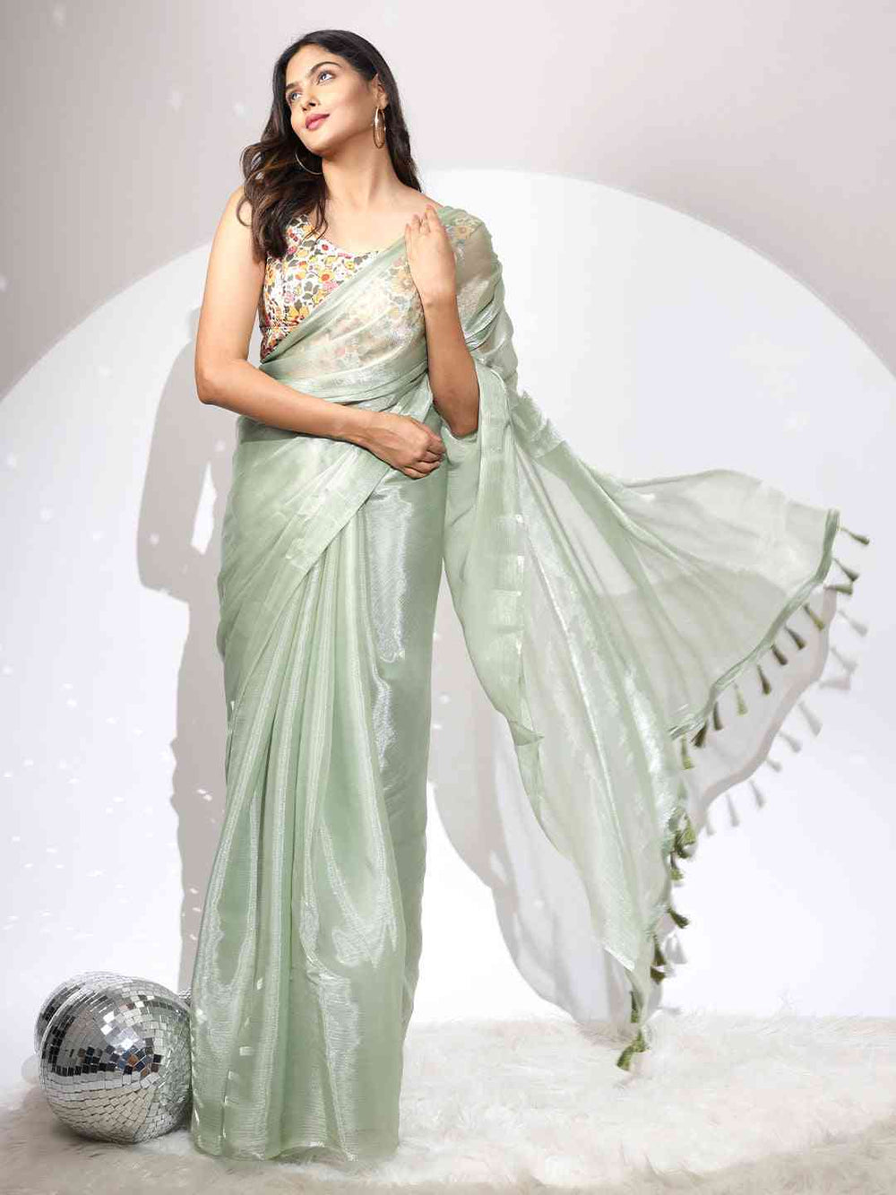 Chiffon Dual Tone Party Wear Designer Saree