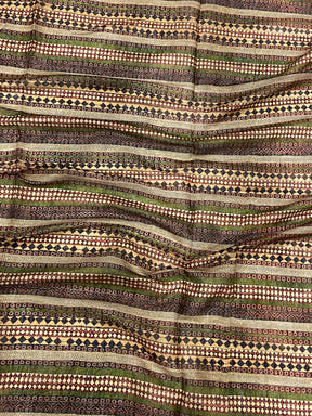 Swamp Green Zari Tussar Floral Saree

