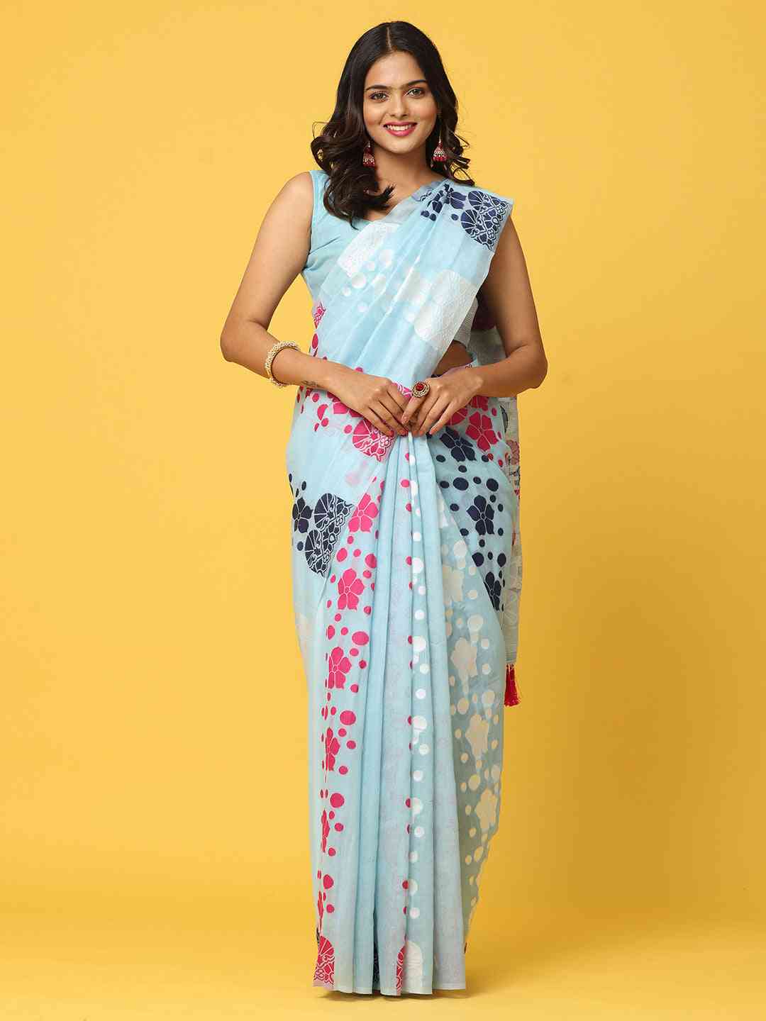  Dhakai Jamdani Cotton Silk Saree