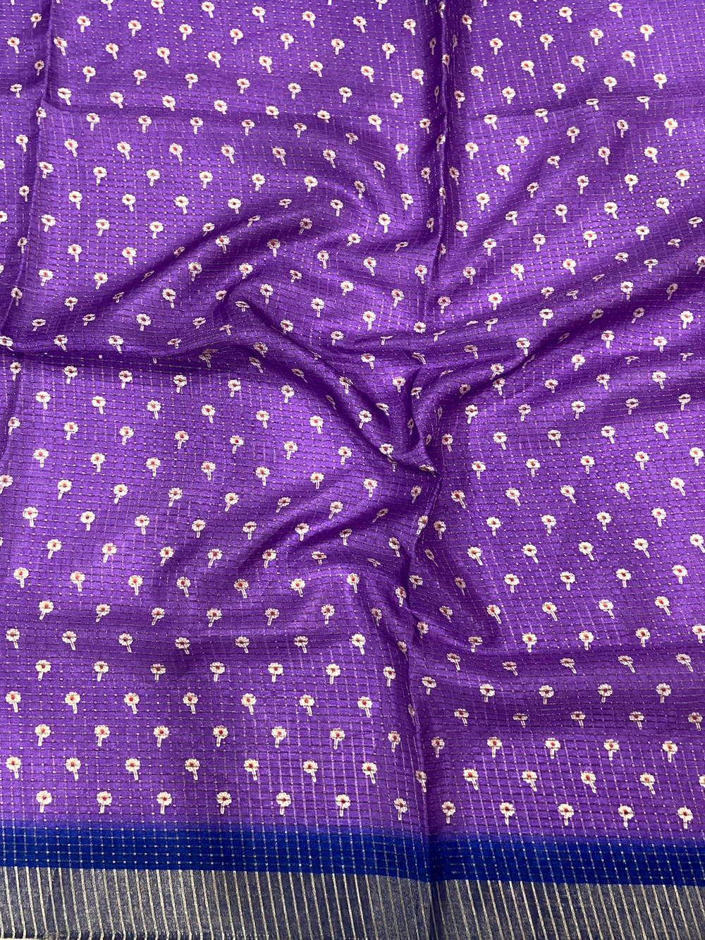 Lavender Chanderi Check Sparrow Print Saree