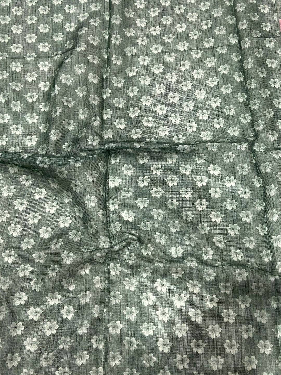 Mint Green Kota Doriya Floral Cut Work Saree