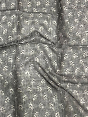 Charcoal Grey Floral Cut Work Kota Saree