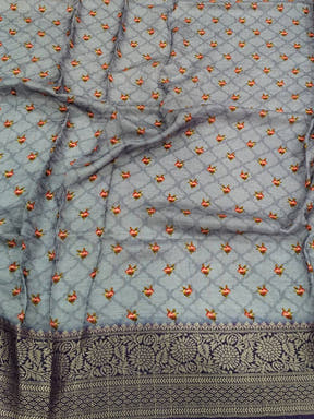 Lavender Pure Viscose Floral Printed Saree