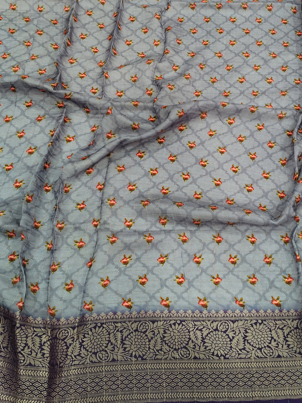 Lavender Pure Viscose Floral Printed Saree