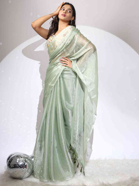 Chiffon Dual Tone Party Wear Designer Saree