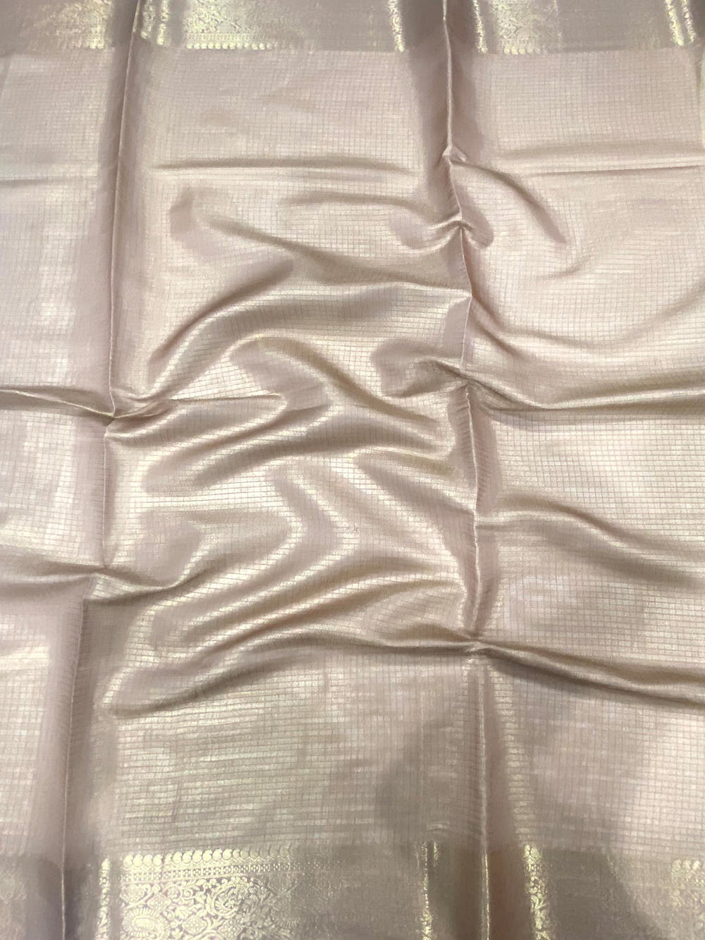Stylish Pink Self Gold Zari Floral Print Saree