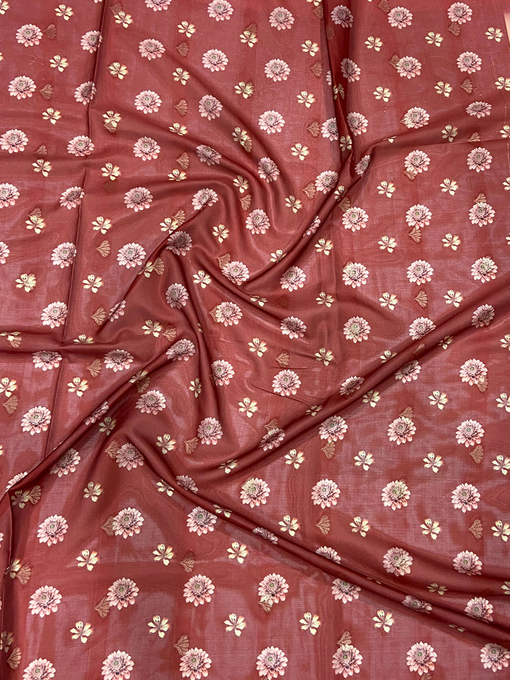 Peach Kalamkari Ombre Crepe Silk Saree