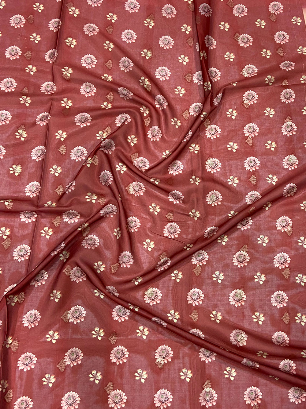 Peach Kalamkari Ombre Crepe Silk Saree